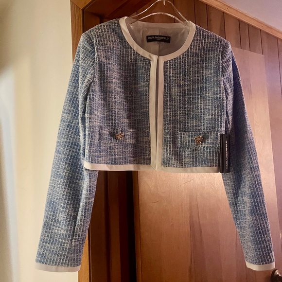 BRAND NEW! With tags! FALL TWEED GORGEOUS Karl Lagerfeld crop blazer - PRETTY!! - Picture 1 of 7